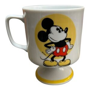 Walt Disney Productions Japan Mickey Mouse Footed Coffee Mug Cup Vintage 1970s